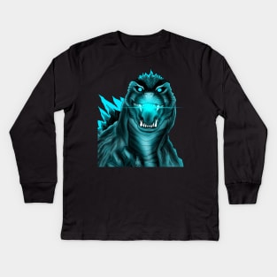 The kaiju godzilla goes radioactive Kids Long Sleeve T-Shirt